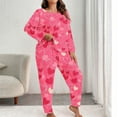 thumbnail image 7 of yievot Women's Valentines Pajama Sets Plus Size Long Sleeve Pjs Heart Printed Sleepwear Loungewear, 7 of 7