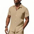 thumbnail image 2 of Taqqpue Men's Button Down Short Sleeve Shirt Striped Casual Cotton Summer Beach Linen Wedding Shirts with Pocket S-3XL, 2 of 9