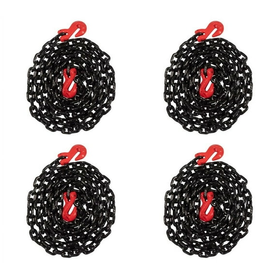 (4 Pack) 5/16"×10' G80 Transport Binder Chain w/ Clevis Grab Hooks for Towing - 16000 lbs Breaking Strength Heavy Duty Safety Tow Chain for Lifting - Tie Down Binding Equipment