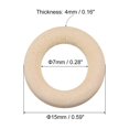 thumbnail image 2 of Unique Bargains 200Pack 15mm(0.6') Natural Wood Rings, 4mm Smooth Unfinished Wooden Circles, 2 of 7