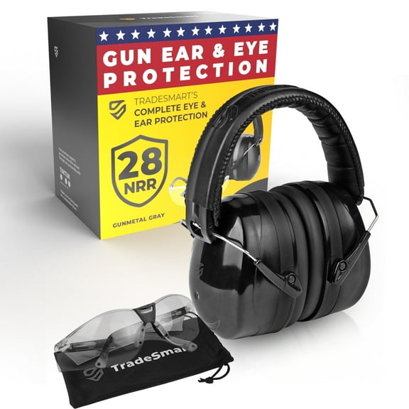 TradeSmart Ear and Eye Protection for Shooting, NRR 28, Clear Glasses