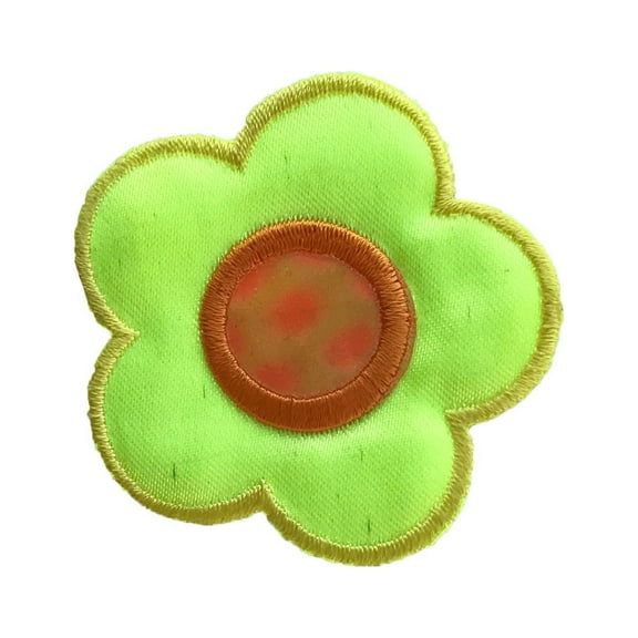 Lily 2"x2" Yellow Neon Satin Flower with Orange Center Patch sold by 2 pieces