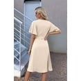 thumbnail image 6 of Women'S Wrap Dress V Neck Short Sleeve Waist Tie Ruffle Split Midi Casual Dress XL, 6 of 9