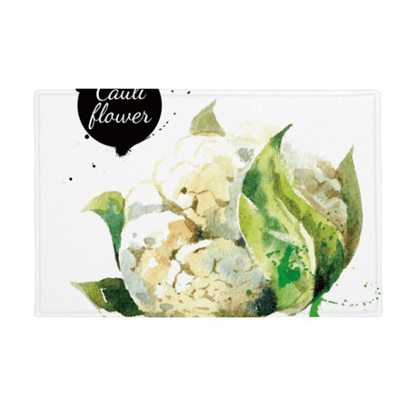 Cauliflower Vegetable Tasty Healthy Watercolor Ground Mat Non Slip Floor Bathroom Door Rug Carpet