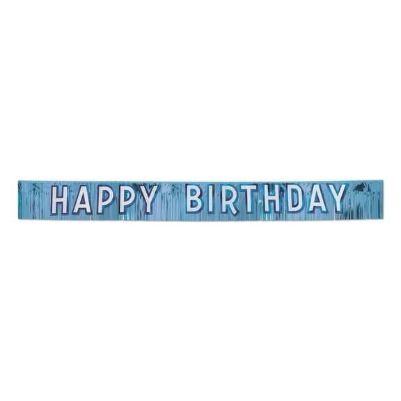 Party Central Pack of 6 Cool Blue and White "Happy Birthday" Banner Decors 10'