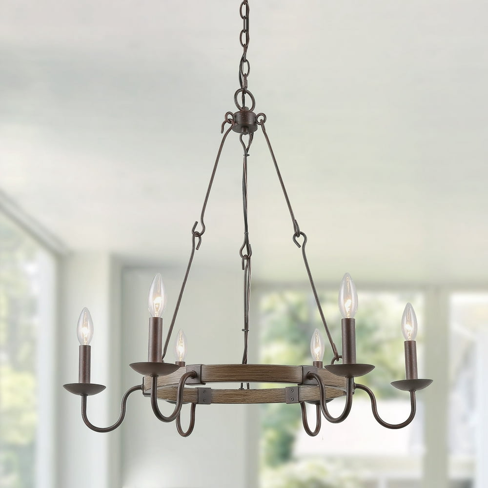 LNC Dining Room Chandelier, Rustic Hanging Light Fixture, French ...