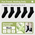 thumbnail image 2 of Garbnen Disposable Travel Socks 5 Pairs, No Wash Lazy Daily Socks, Lightweight Breathable Mid-Calf Socks for Women Men Black, 2 of 7