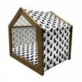 thumbnail image 2 of Cat Pet House, Black Cat on White Backdrop Playful Friendly Animals Posing Domestic Pets, Outdoor & Indoor Portable Dog Kennel with Pillow and Cover, 5 Sizes, Black White, by Ambesonne, 2 of 5