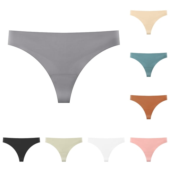Xijirk Women Thong Panties Low‑Rise SeamlessCut Stretchy Underwear for Daily Wear and Under Tight Outfits,Grey,M
