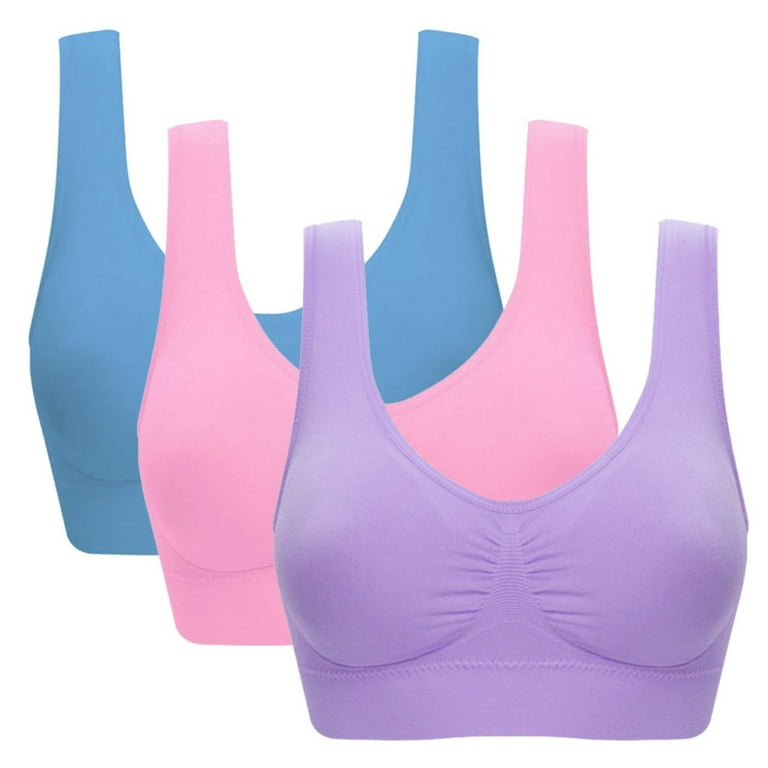 Womens Sports Bras, Yoga Comfort Seamless Stretchy Sports Bra for Women 3  Pack 