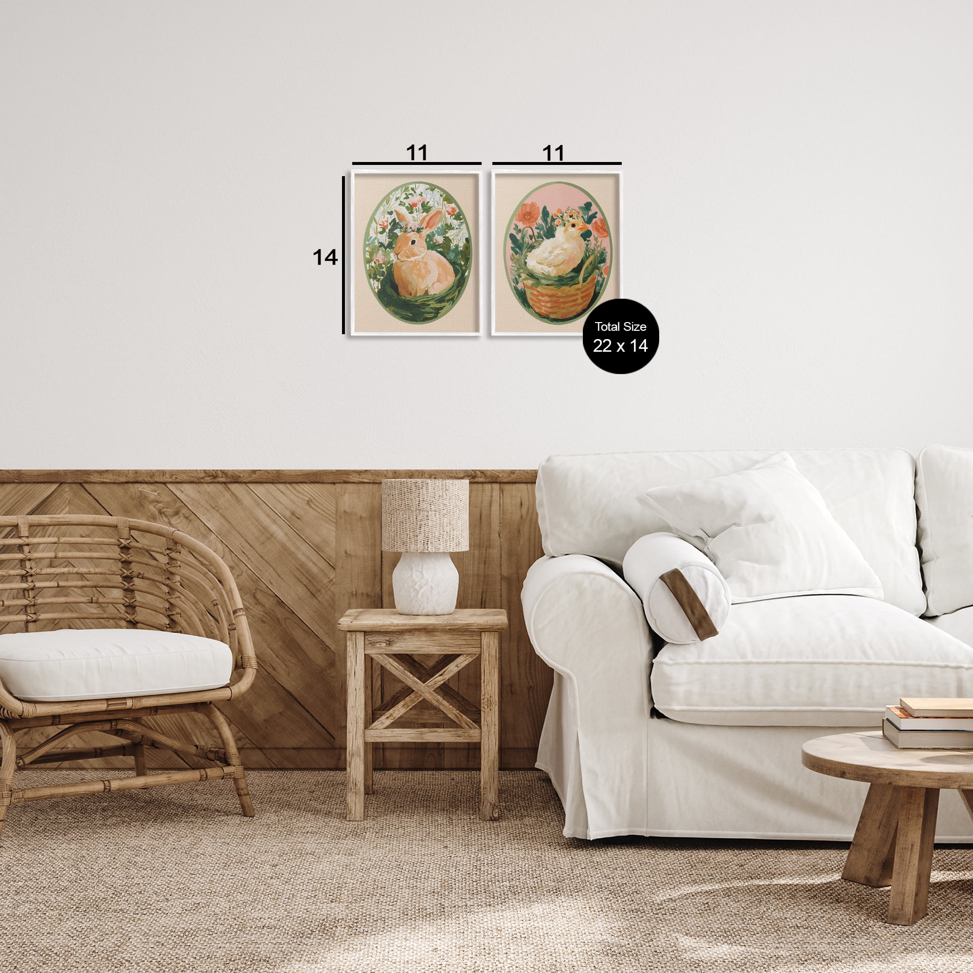 Stupell Industries Bloom Nest Animals 2 Piece White Framed Giclee Art Set, design by Yen