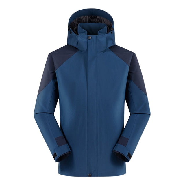 cllios Mens Waterproof Rain Jacket Trendy Color Block Lightweight Windbreak Jacket Hooded Outdoor Coats with Zipper Pockets Shell Jacket for Hunting Hiking