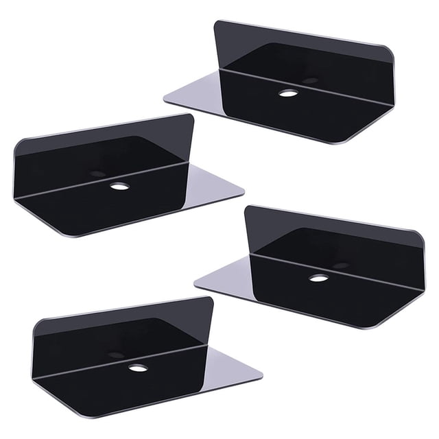 Estante flotante de acrílico autoadhesivo extraíble para muñeca 2/3/4/5/6 piezas 4 piezas negro Zulema Estantes de pared flotante de acrílico