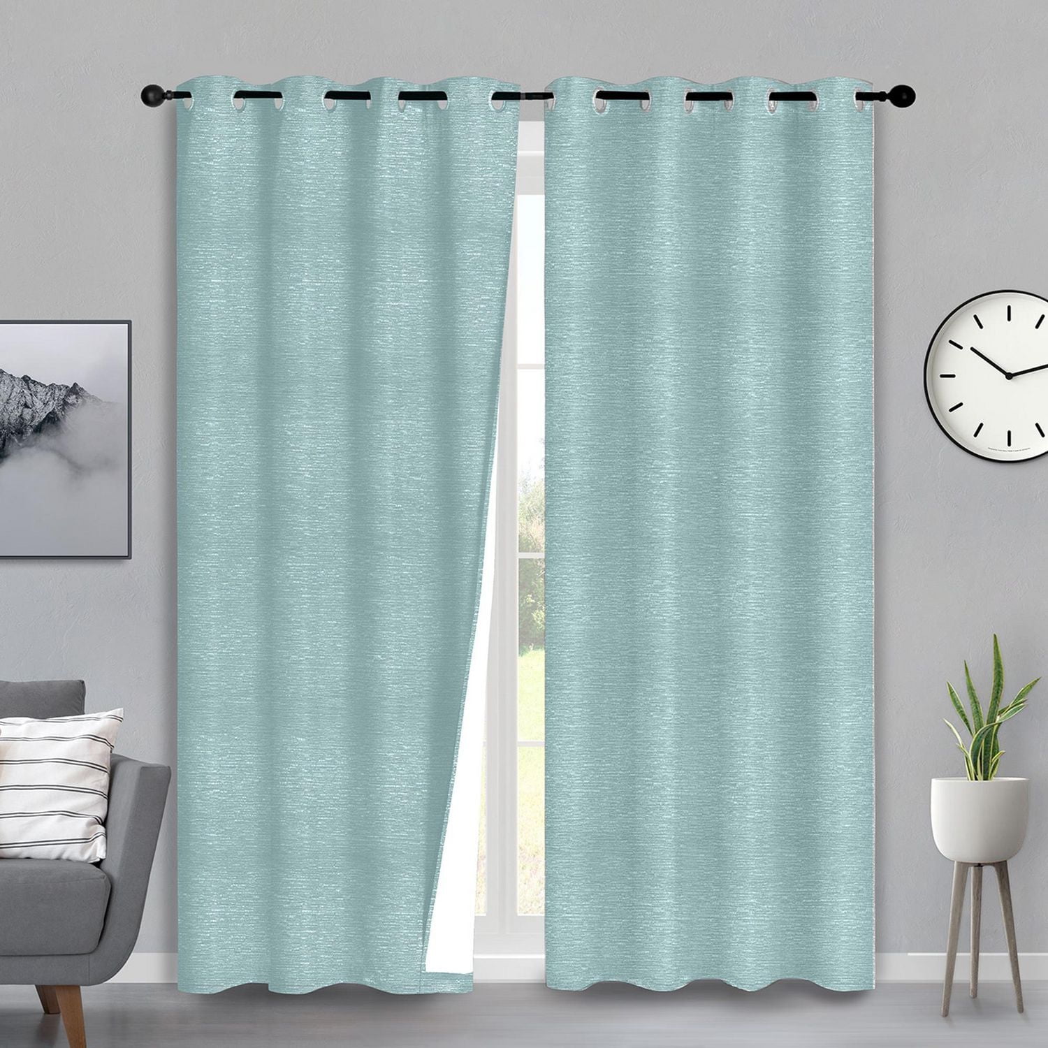 Safdie & Co. Curtain Woven Room Darkening 54X84L Aqua Brick