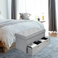 thumbnail image 3 of 33 Inches Folding Storage Ottoman Bench with Two large Drawers, Foot Rest Stool Storage Chest (Grey, 33"x16.56"x16.56"), 3 of 7