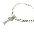 thumbnail image 4 of Initial Letter Charm Cuban Dog Cat Pet Puppy Silver Plated Collar Chain Necklace, 4 of 8
