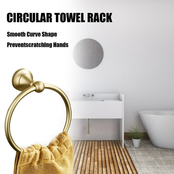 100Fens Hand Towel Ring Round Bath Towel 304 Stainless Steel Wall Mount Towel For Kitchen Bathroom