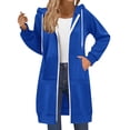thumbnail image 4 of VISALY Zip Up Hoodies Oversized Hoodies Long Sleeve Long Tunic Sweatshirts Oversized Fleece Casual Fall Jacket Coat with Pocket Plain Hoodies Fashion Hoodies Loose Fit Tops Dressy Hoodies Blue Xxl, 4 of 9