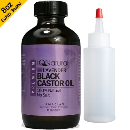 IQ Natural's 100% Cold Pressed Jamaican Black Castor Oil LAVENDER SCENT for Hair Growth and Skin Conditioning - 8oz Bottle