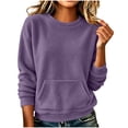 thumbnail image 3 of Axdhxbd Womens Sherpa Sweatshirts with Pocket Crew Neck Sweatshirt Loose Fit Long Sleeve Pullover Tops Warm Winter Fleece Sweatshirt for Daily Vacation S-2XL, 3 of 8