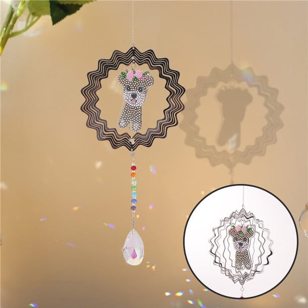 Cuadros Decorativos Perro 3D Wind Chimes DIY Point Drill Kit Diamond Crystal Ornaments (AA907) Tmvgtek embutido en tela