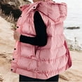 thumbnail image 5 of Womens Puffer Vests Hooded Sleeveless Quilted Zip Up Jacket with Snap Button Front and Pockets Cotton Solid Color Warm Outerwear for Outdoor Activities, 5 of 5