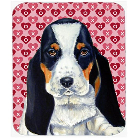 Basset Hound Hearts Love And Valentines Day Mouse Pad- Hot Pad or Trivet