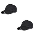 thumbnail image 3 of Guardurnaity Gorra de béisbol de algodón para exteriores, informal, de Color sólido, cúpula para hombres y mujeres, a prueba de sol, deporte, Negro 2piezas, 3 of 6