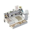 thumbnail image 4 of Twin Bed Frames with Storage, L-Shaped Corner Beds with Desk, Wood Daybed with Bookcase, Platform Beds with Drawers and Shelves for Living Room, Bedroom, Teens Room, Gray, 4 of 11