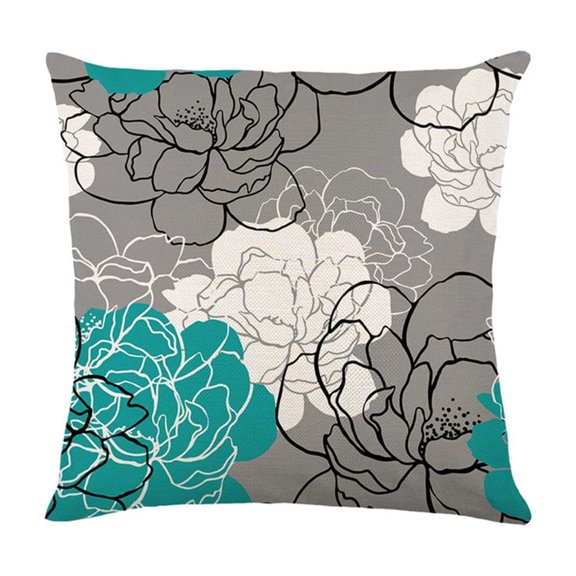 Matoen Boho Pillow Covers 18x18, Ethnic Design Decorative Throw Pillows Linen Floral Pattern Farmhouse Cushion Pillow Covers for Sofa Couch Outdoor