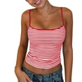 thumbnail image 2 of SwiftWear Women's Y2K Sleeveless Basic Cropped Tank Tops Classic Striped Adjustable Spaghetti Straps Sleeveless Camisole Shirts, 2 of 8