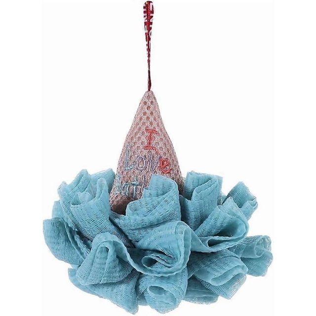 Bath Shower Loofah Sponge Ball, Body Scrubber Exfoliate Bath Mesh Sponge Ball, for Body Wash, Ice Cream Shape Shower Puff Sponge Ball(Blue) Blue