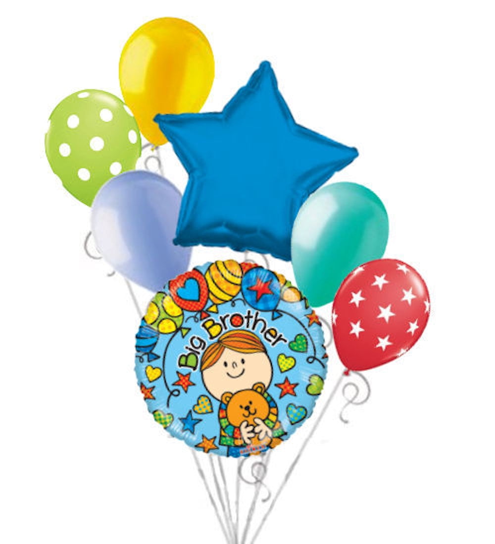7 pc Big Brother Balloon Bouquet Welcome Home Baby Shower Boy Congratulations