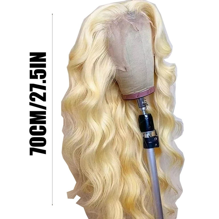 Blond 31inches body lace wig selling sleek wholesale hot selling heat resistant lace Middle Part body wave Synthetic Hair Wig for women