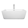 thumbnail image 4 of 59" Center Drain Soaking Tub in White with Floor Mounted Faucet in Brushed Nickel, 4 of 5