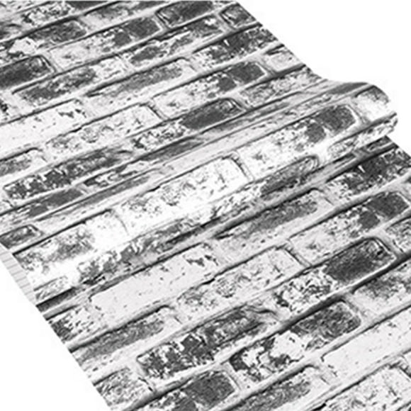 Self-adhesive wallpaper Stone brick green wallpaper fireplace kitchen backsplash strip wallpaper