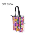 thumbnail image 7 of Zipper canvas bag large capacity large size practical handbag durable Canvas with leather material Colorful Daisies, 7 of 7
