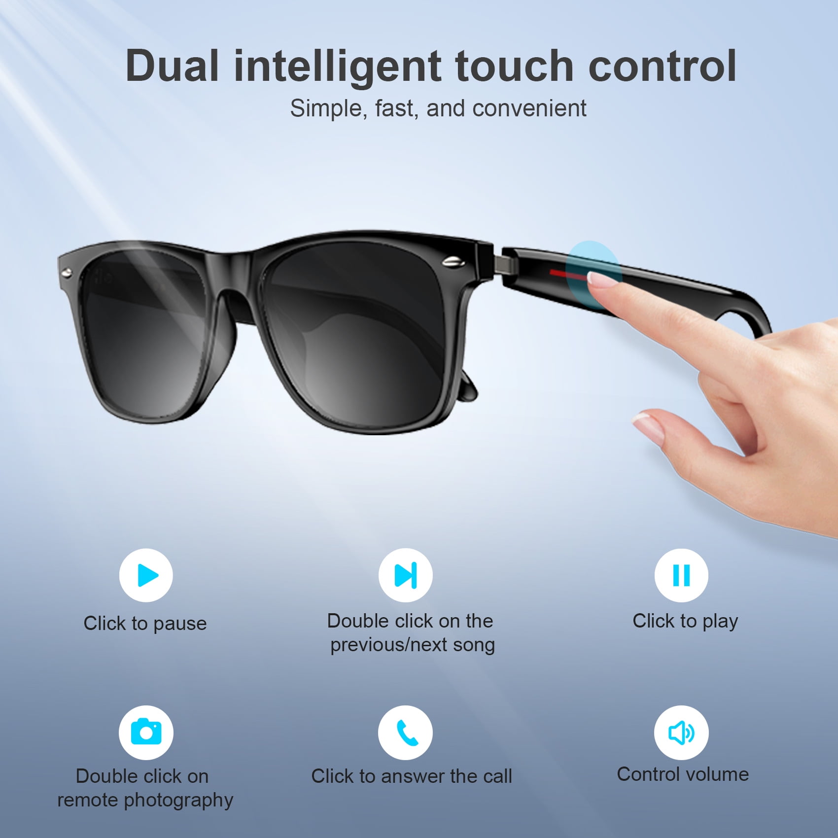 Blackview Smart Glasses Wireless Bluetooth, Fashion Sunglasses for Office, Outdoor Sports, Unisex Smart Glasses for Men and Women, Music Playback, Hands-free Calling