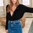 thumbnail image 3 of New autumn/winter women's simple cardigan sweater, button-down round neck, solid color knitwear, 3 of 5