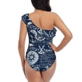 thumbnail image 5 of Pofeuu Sailing Cruises Nautical Print Women's One Piece Swimsuits One Shoulder Swimwear Asymmetric Ruffle Monokinis Bathing Suits-Small, 5 of 6