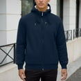 thumbnail image 4 of Men's Casual Zip Up Sherpa Lined Hoodie Sweatshirt Jacket (Navy M), 4 of 5