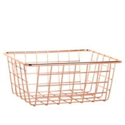 Sylvamorning Storage Basket Rose Gold Wrought Iron Wire Simple Home Decoration