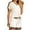 White, variant on Summer 2 Piece Short Sets for Women Summer Short Sleeve V Neck Blouse Drawstring Waist Shorts Solid Color Pajamas Lounge Outfit