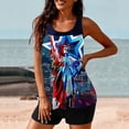 thumbnail image 6 of Tankini Swimsuits for Women Loose Comfortable Conservative Two Piece 2024 Summer Independence Day Bathing Suits Tummy Control Flowy Swimwear Floral Print Tank Top with Boyshorts, 6 of 6
