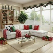 Hommoo Sofa Set, Faux Leather 2-Piece Couch Living Room Sofa Set,White