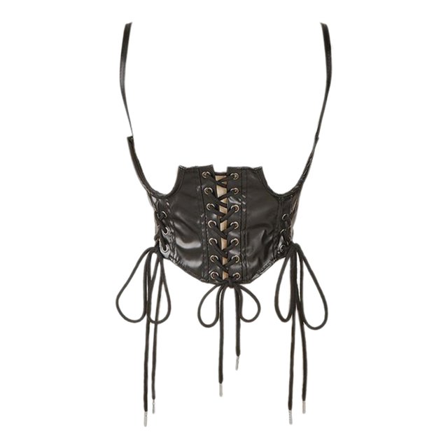 Corsés PU Zulema cinturón corsé Steampunk negro 75 cm x 30 cm