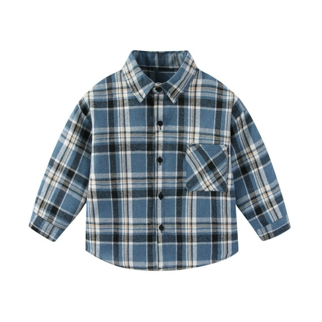 Tranfacy Chemises à Carreaux à Boutons pour Enfants à Manches Longues Col Rabattu Manteau d'Automne et Couche de Base