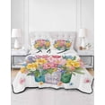 thumbnail image 2 of Full Size Quilt Bedding Set, Spring Flowers Reversible Summer Quilt 3 Pieces, Watercolor Floral Leaves Butterflies Plant Lightweight Bedspreads Coverlets with 2 Pillow Shams for All Seasons, 2 of 5