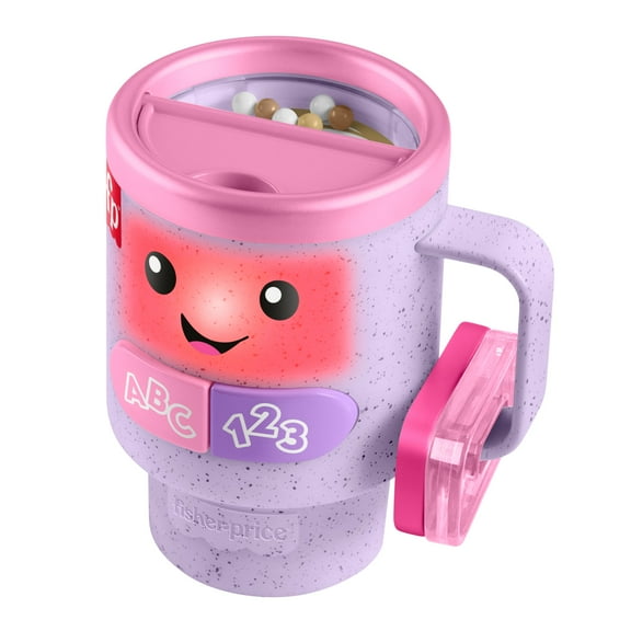 Fisher-Price Laugh & Learn Wake up & Learn Coffee Mug Purple Baby & Toddler Toy with Music & Lights