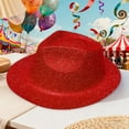 thumbnail image 4 of XIAOCHA Glitter Sprinkled Surface Cowboy Hat for Men Solid Wide Brim Theme Western Hat Stage Party Western Cowboy Hat,Red, 4 of 5